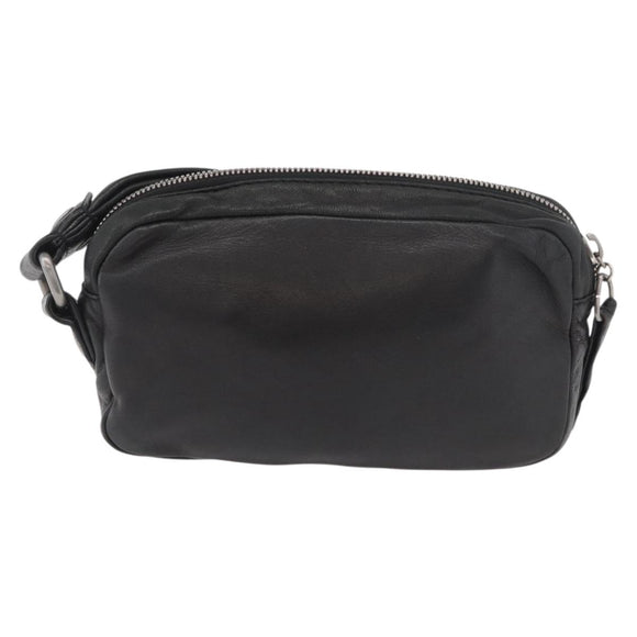LOEWE Anagram Clutch Bag Leather Black Silver Auth 182493