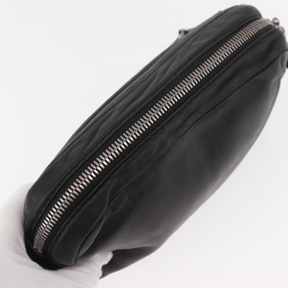 LOEWE Anagram Clutch Bag Leather Black Silver Auth 182493
