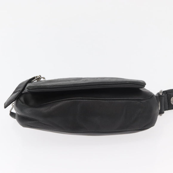 LOEWE Anagram Clutch Bag Leather Black Silver Auth 182493