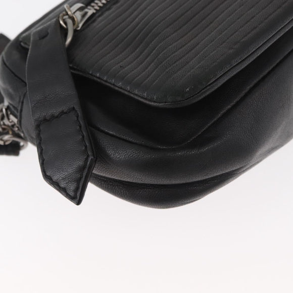 LOEWE Anagram Clutch Bag Leather Black Silver Auth 182493