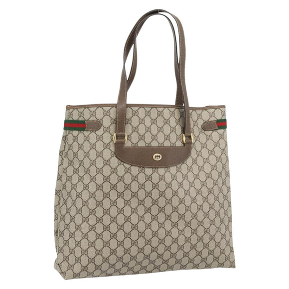 GUCCI GG Supreme Web Sherry Line Tas PVC Beige Rood Groen 39 02 091 Auth 182498