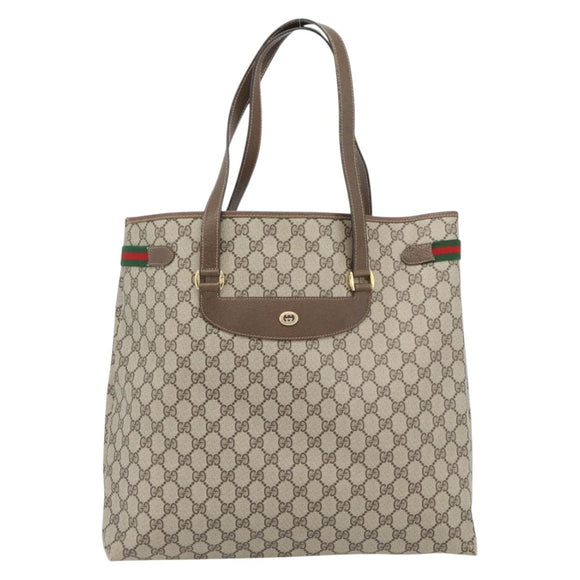 GUCCI GG Supreme Web Sherry Line Tas PVC Beige Rood Groen 39 02 091 Auth 182498