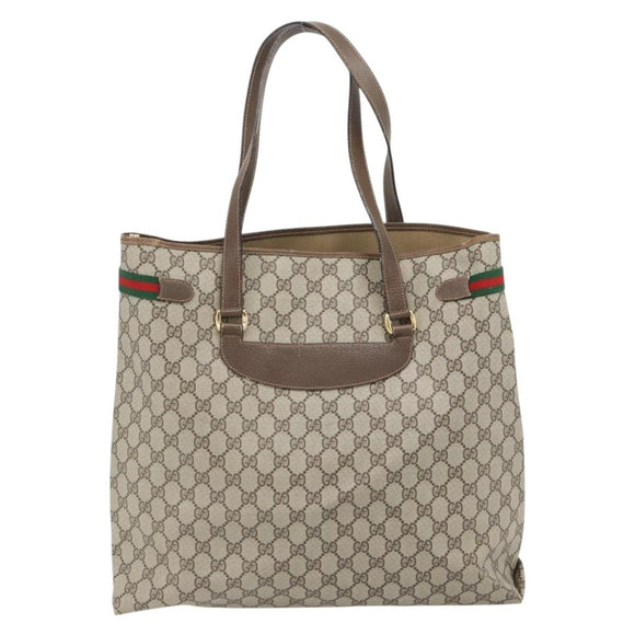 GUCCI GG Supreme Web Sherry Line Tas PVC Beige Rood Groen 39 02 091 Auth 182498