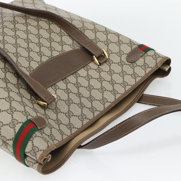GUCCI GG Supreme Web Sherry Line Tas PVC Beige Rood Groen 39 02 091 Auth 182498