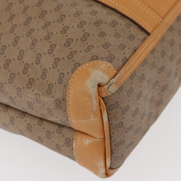 GUCCI Micro GG Supreme Handtas PVC Beige Goud Auth 182499