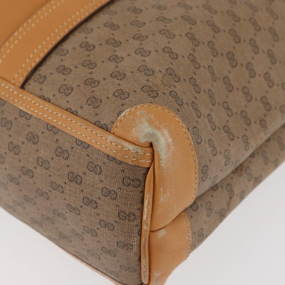 GUCCI Micro GG Supreme Handtas PVC Beige Goud Auth 182499