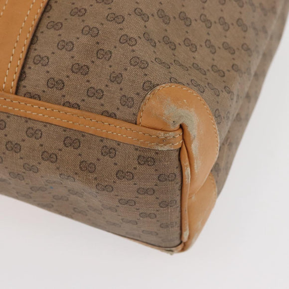 GUCCI Micro GG Supreme Handtas PVC Beige Goud Auth 182499