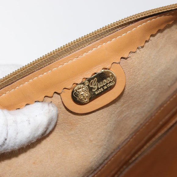 GUCCI Micro GG Supreme Handtas PVC Beige Goud Auth 182499