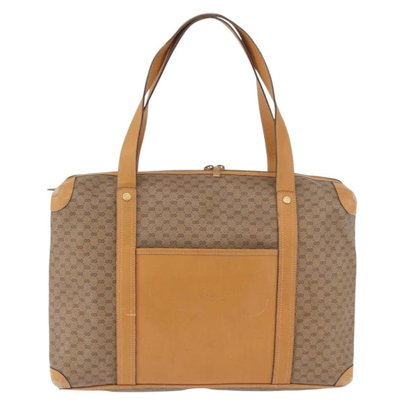 GUCCI Micro GG Supreme Handtas PVC Beige Goud Auth 182499