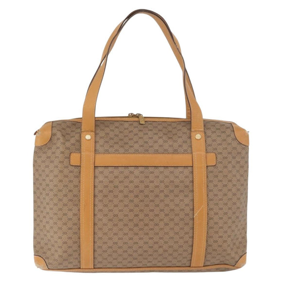 GUCCI Micro GG Supreme Handtas PVC Beige Goud Auth 182499