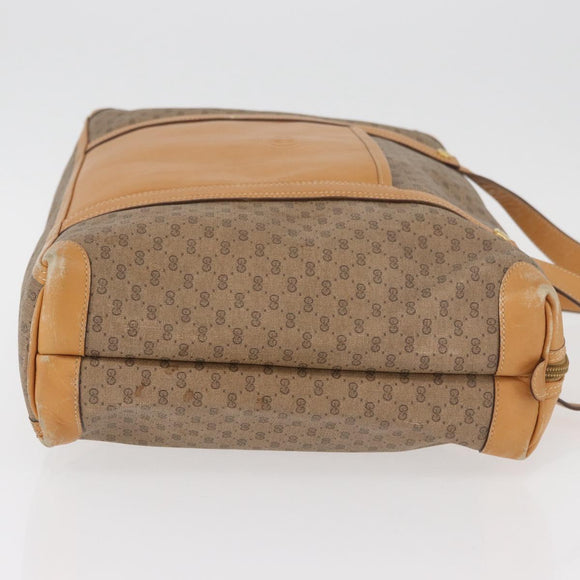 GUCCI Micro GG Supreme Handtas PVC Beige Goud Auth 182499