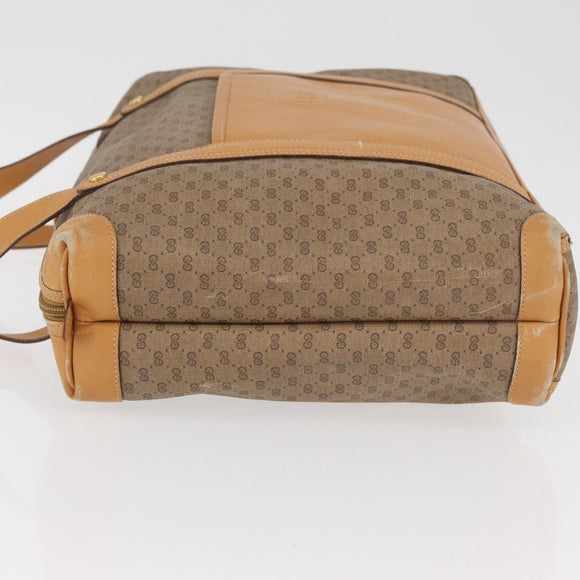 GUCCI Micro GG Supreme Handtas PVC Beige Goud Auth 182499