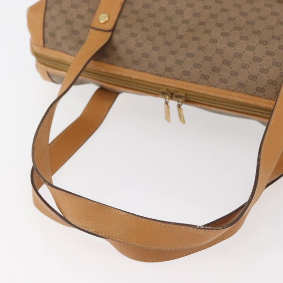 GUCCI Micro GG Supreme Handtas PVC Beige Goud Auth 182499