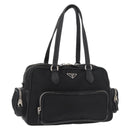 PRADA Handtas Nylon Zwart Zilver Auth 182500V-1