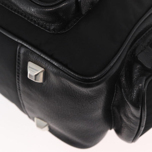 PRADA Handtas Nylon Zwart Zilver Auth 182500V