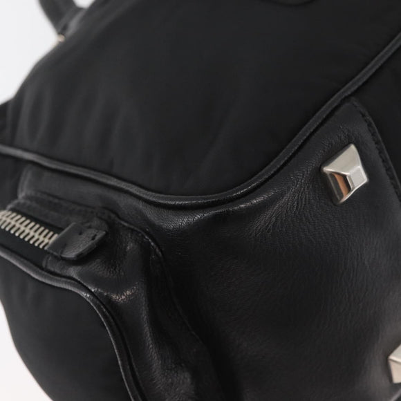 PRADA Handtas Nylon Zwart Zilver Auth 182500V