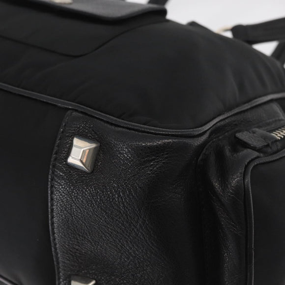 PRADA Handtas Nylon Zwart Zilver Auth 182500V