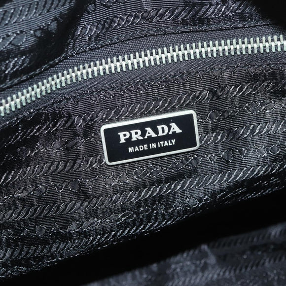 PRADA Handtas Nylon Zwart Zilver Auth 182500V