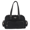 PRADA Handtas Nylon Zwart Zilver Auth 182500V-13