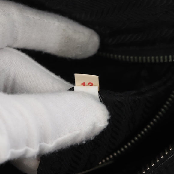 PRADA Handtas Nylon Zwart Zilver Auth 182500V