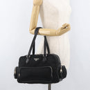 PRADA Handtas Nylon Zwart Zilver Auth 182500V-27