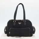 PRADA Handtas Nylon Zwart Zilver Auth 182500V-12