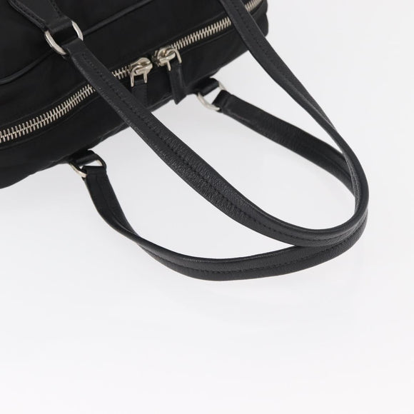PRADA Handtas Nylon Zwart Zilver Auth 182500V