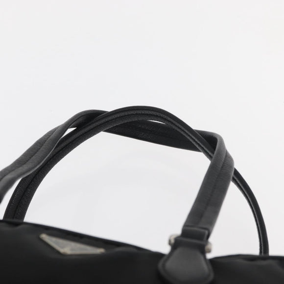 PRADA Handtas Nylon Zwart Zilver Auth 182500V