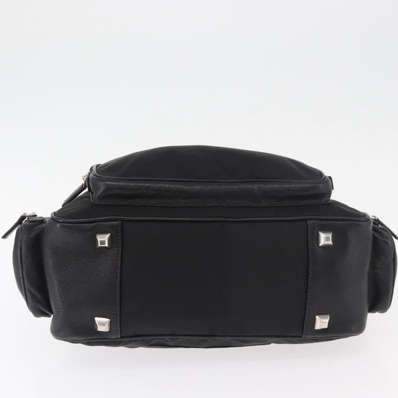 PRADA Handtas Nylon Zwart Zilver Auth 182500V