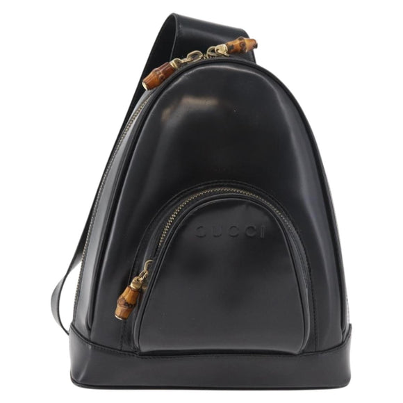 GUCCI Bamboe Body Bag Lakleer Bruin Goud 003 3444 0127 Auth 182503