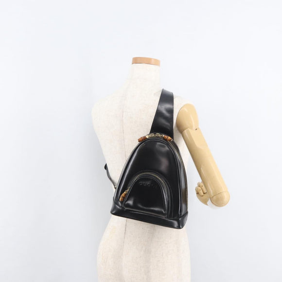 GUCCI Bamboe Body Bag Lakleer Bruin Goud 003 3444 0127 Auth 182503