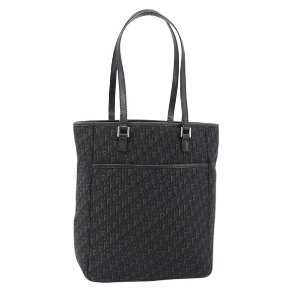 Christian Dior Trotter Canvas Shoulder Bag Black Silver Auth 182504A