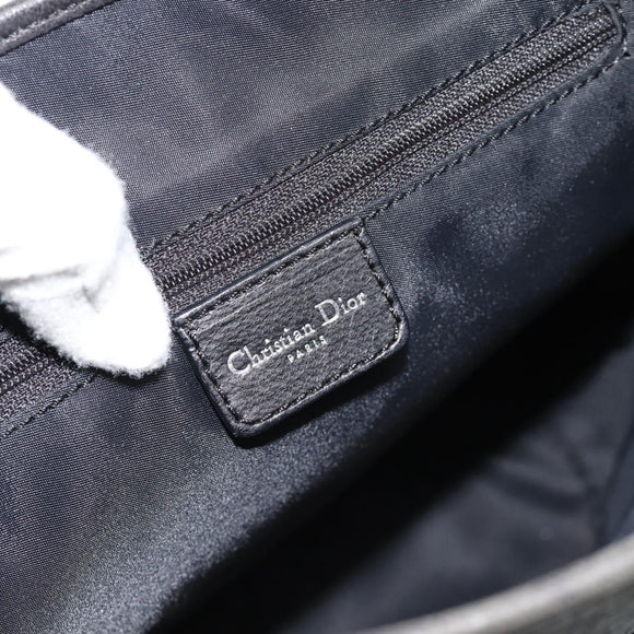 Christian Dior Trotter Canvas Shoulder Bag Black Silver Auth 182504A