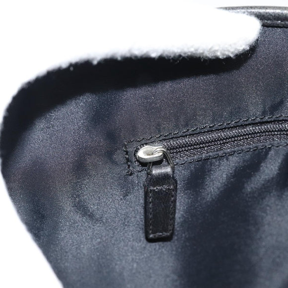 Christian Dior Trotter Canvas Shoulder Bag Black Silver Auth 182504A