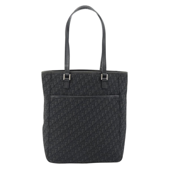 Christian Dior Trotter Canvas Shoulder Bag Black Silver Auth 182504A
