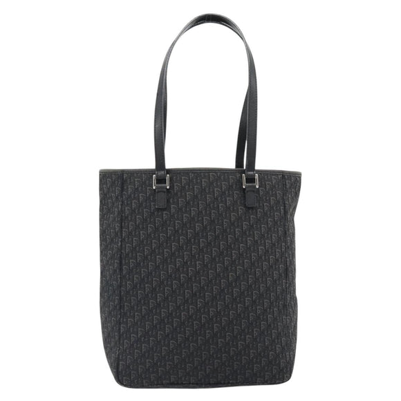 Christian Dior Trotter Canvas Shoulder Bag Black Silver Auth 182504A