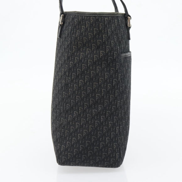 Christian Dior Trotter Canvas Shoulder Bag Black Silver Auth 182504A