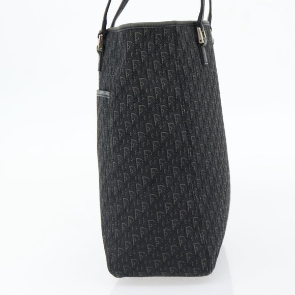 Christian Dior Trotter Canvas Shoulder Bag Black Silver Auth 182504A