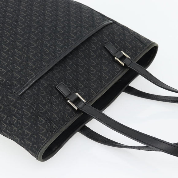 Christian Dior Trotter Canvas Shoulder Bag Black Silver Auth 182504A