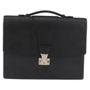 CARTIER Business Bag Leather Black Silver Auth 182506-13