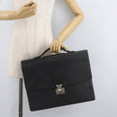 CARTIER Business Bag Leather Black Silver Auth 182506-22