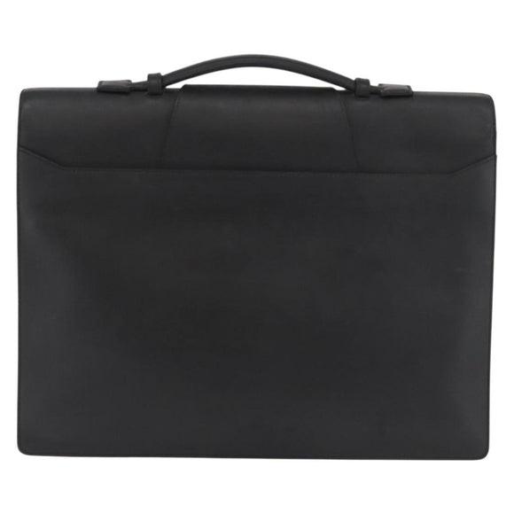 CARTIER Business Bag Leather Black Silver Auth 182506