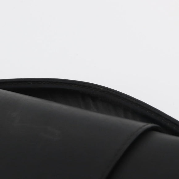 CARTIER Business Bag Leather Black Silver Auth 182506