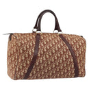 Christian Dior Trotter Canvas Boston Bag Beige Gold Auth 182507-1