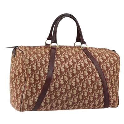 Christian Dior Trotter Canvas Boston Bag Beige Gold Auth 182507