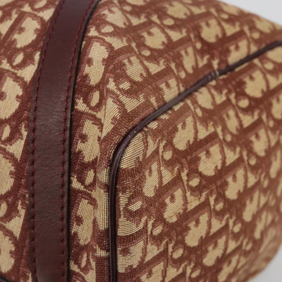 Christian Dior Trotter Canvas Boston Bag Beige Gold Auth 182507