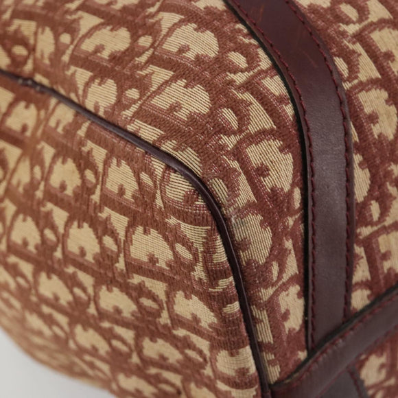 Christian Dior Trotter Canvas Boston Bag Beige Gold Auth 182507