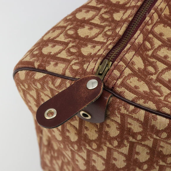 Christian Dior Trotter Canvas Boston Bag Beige Gold Auth 182507