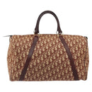Christian Dior Trotter Canvas Boston Bag Beige Gold Auth 182507-13