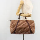 Christian Dior Trotter Canvas Boston Bag Beige Gold Auth 182507-21